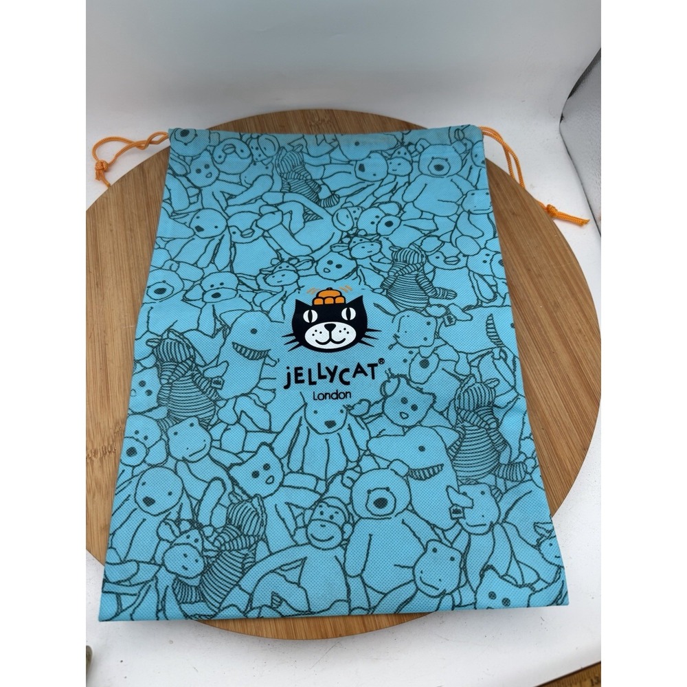 Jellycat Teal plush Stuffed Animal dust bag EUC Drawstring 11X15 Inches Storage